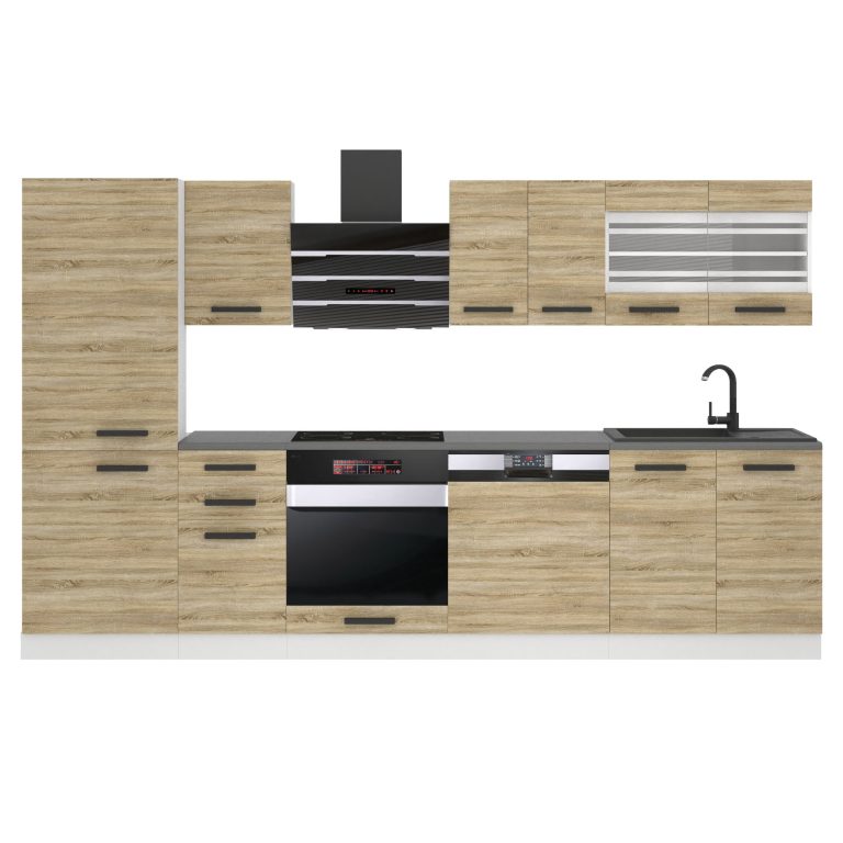 Belini Cucina Premium 300 cm rovere Sonoma con piano di lavoro CINDY Produttore TOR CINDY/0/WT/DS/B/B1