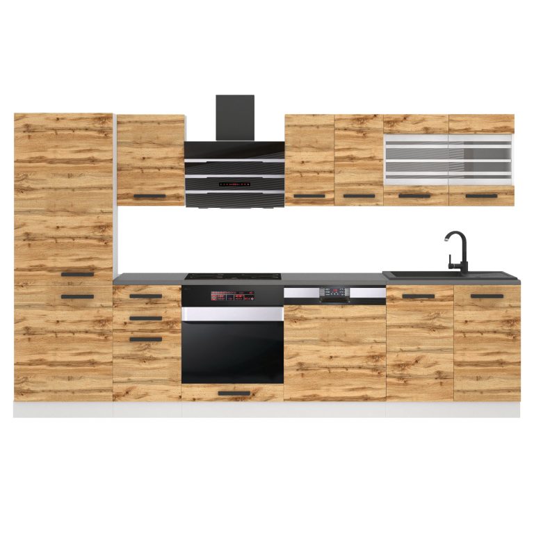 Belini Cucina Premium 300 cm rovere Wotan con piano di lavoro CINDY Produttore TOR CINDY/0/WT/DW/B/B1