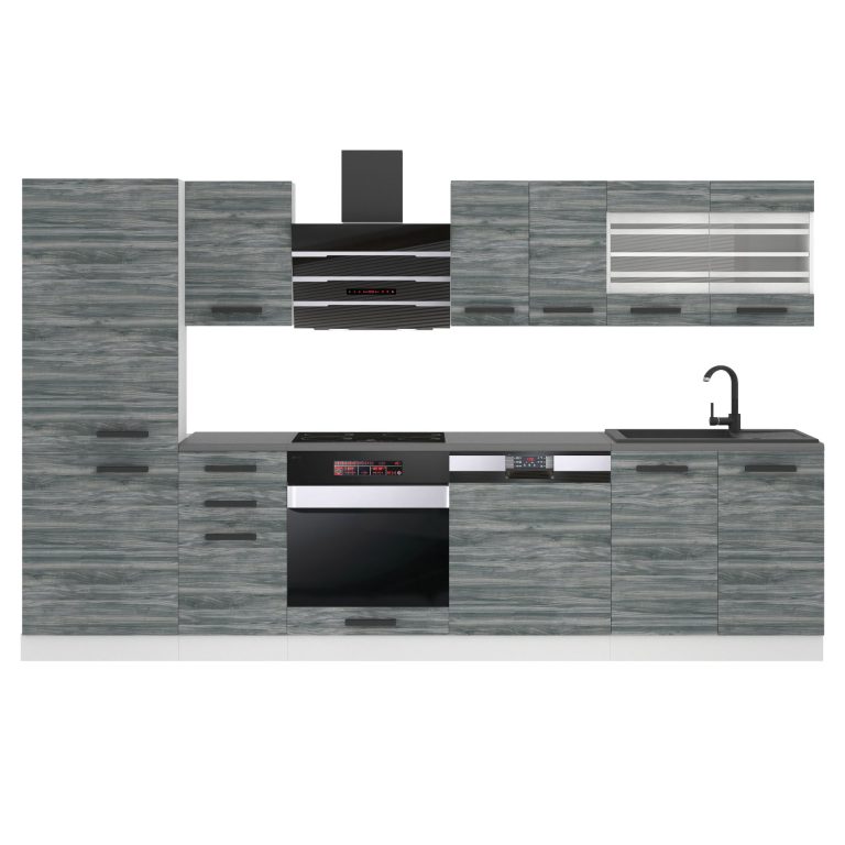 Belini Cucina Premium 300 cm Grigio Antracite Glamour Piano di lavoro in legno CINDY Produttore TOR CINDY/0/WT/GW/B/B1