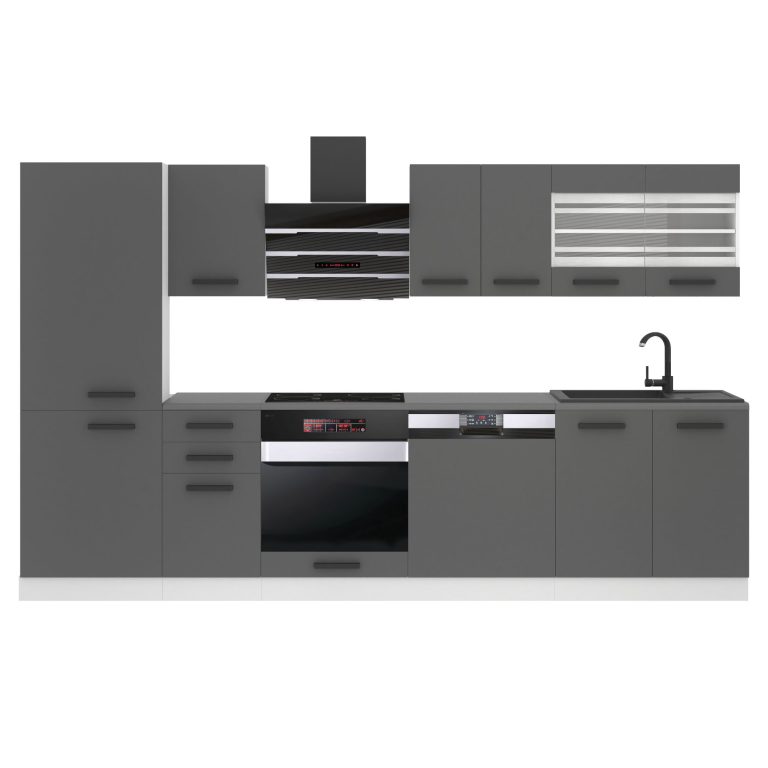 Belini Cucina Premium 300 cm piano di lavoro grigio opaco CINDY Produttore TOR CINDY/0/WT/SR/B/B1