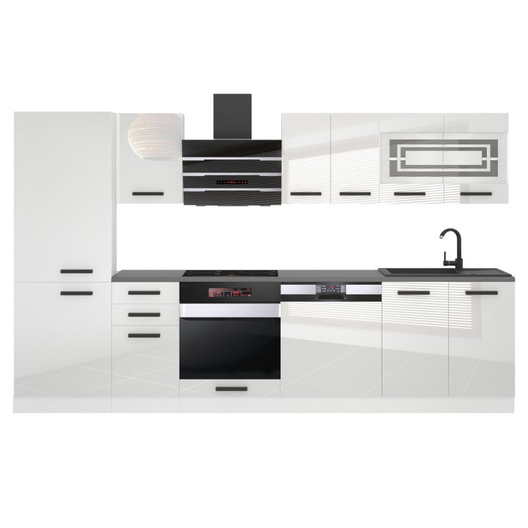 Belini Cucina Premium 300 cm piano di lavoro bianco lucido CINDY Produttore INF CINDY/0/WT/W/B/B1