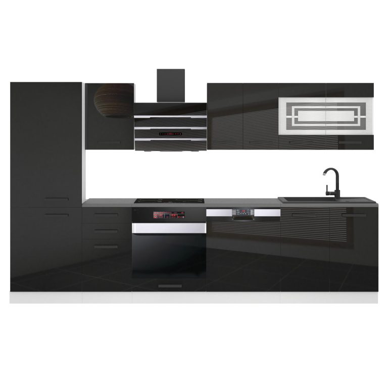 Belini Cucina Premium 300 cm piano di lavoro nero lucido CINDY Produttore  INF CINDY/0/WT/B/B/B1