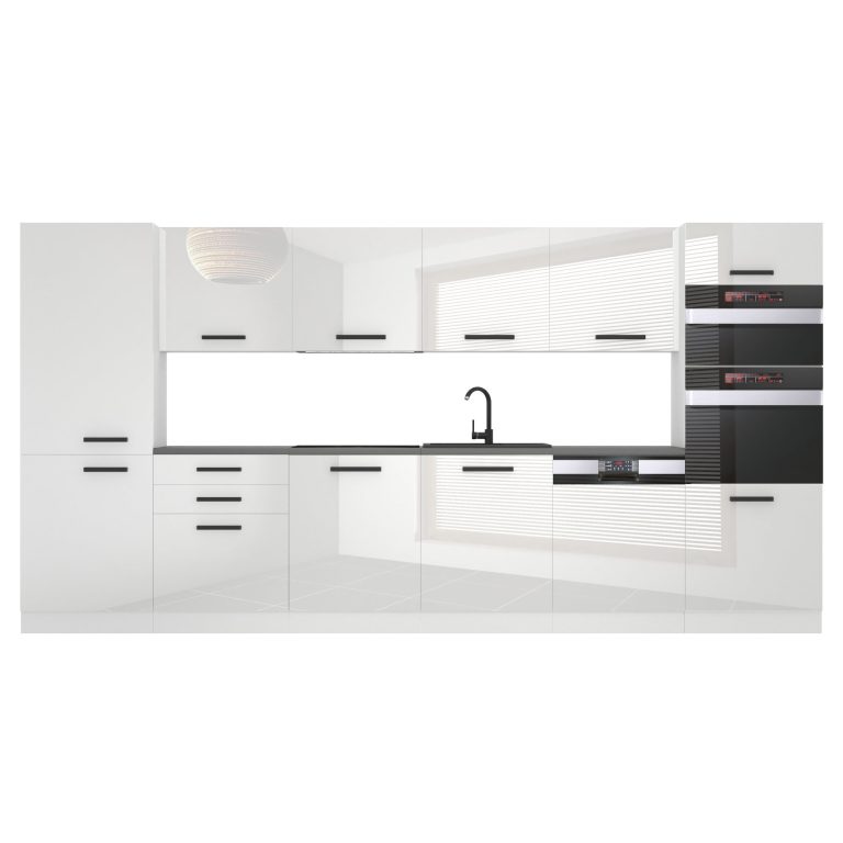 Belini Cucina Premium 360 cm bianco lucido con piano di lavoro NAOMI Produttore INF NAOMI/0/WT/W/B/B1






