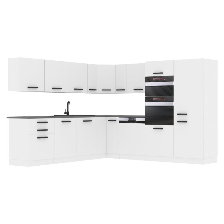 Belini Premium Cucina ad angolo 540 cm bianco opaco con piano di lavoro JANE Produttore TOR JANE/0/WT/WT/B/B1
