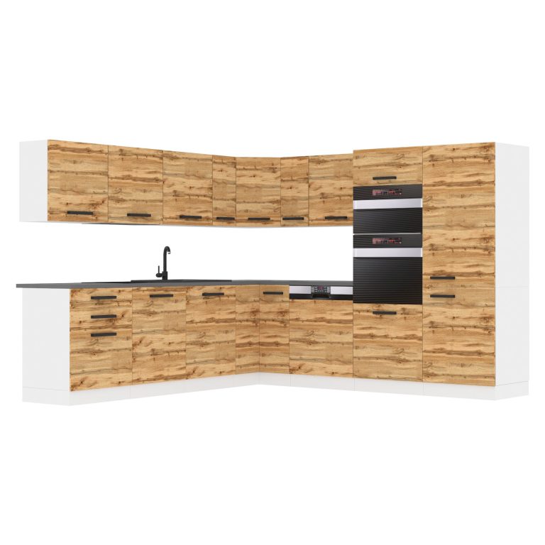 Belini Cucina angolare Premium 540 cm in rovere Wotan con piano di lavoro JANE Produttore TOR JANE/0/WT/DW/B/B1