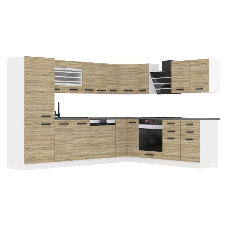 Belini Premium cucina ad angolo 520 cm rovere Sonoma senza piano di lavoro JULIE Produttore TOR JULIE/0/WT/DS/0/B1