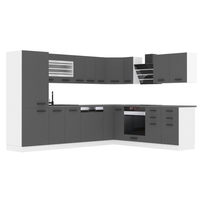 Belini Premium cucina ad angolo 520 cm grigio opaco senza piano di lavoro JULIE Produttore TOR JULIE/0/WT/SR/0/B1