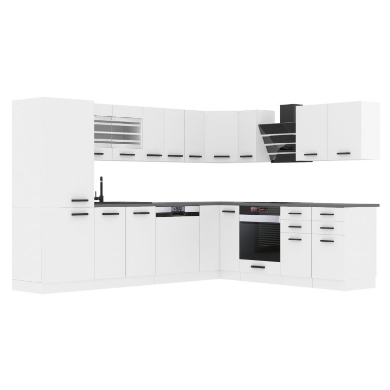 Belini Cucina ad angolo Premium 520 cm bianco opaco con piano di lavoro JULIE Produttore TOR JULIE/0/WT/WT/B/B1