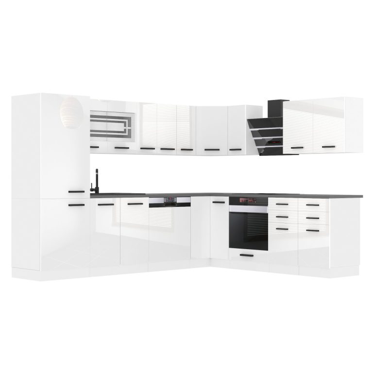 Belini Premium cucina ad angolo 520 cm bianco lucido con piano di lavoro JULIE Produttore INF JULIE/0/WT/W/B/B1