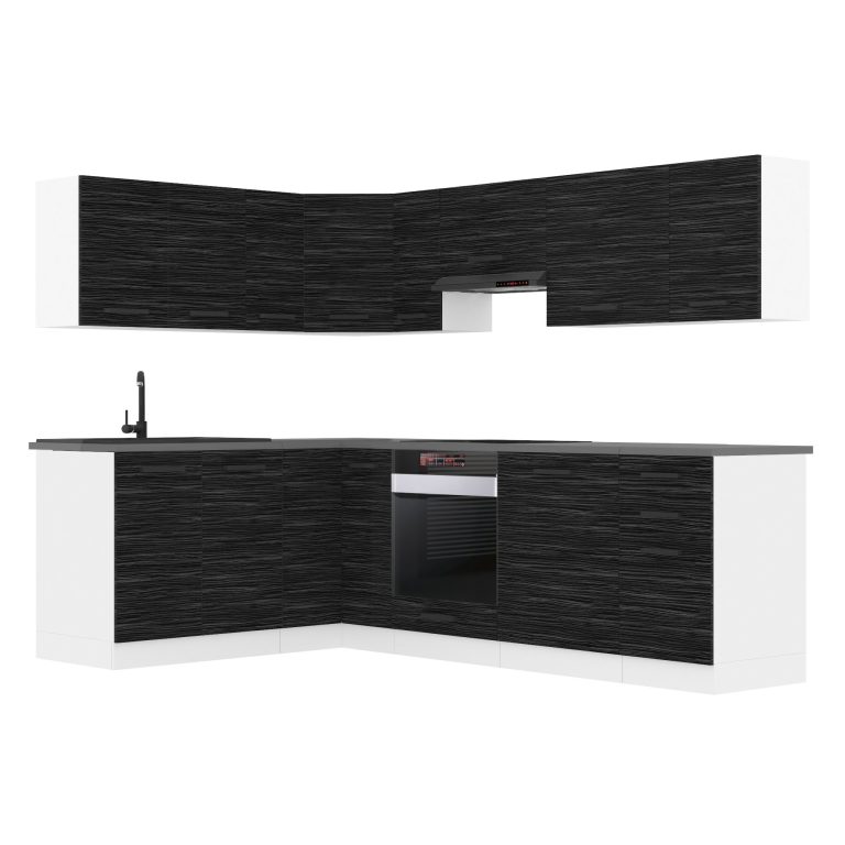 Belini Cucina angolare Premium 420 cm royal ebony senza piano di lavoro JANET Produttore TOR JANET/0/WT/HK/0/B1