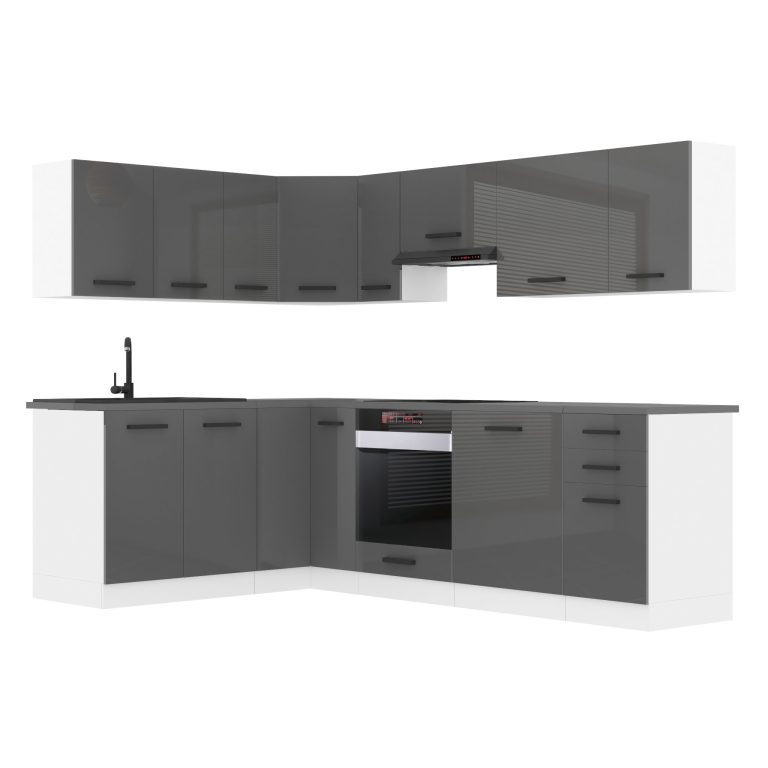 Belini Cucina angolare Premium 420 cm grigio lucido senza piano di lavoro JANET Produttore INF JANET/0/WT/S/0/B1