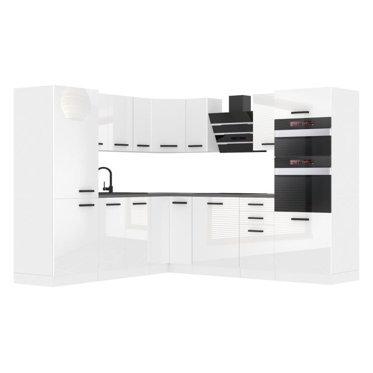 Belini Cucina angolare Premium 480 cm bianco lucido senza piano di lavoro STACY Produttore INF STACY/0/WT/W/0/B1
