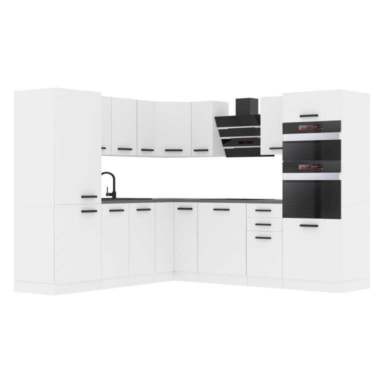 Belini  Premium cucina ad angolo 480 cm bianco opaco con piano di lavoro STACY Produttore TOR STACY/0/WT/WT/B/B1