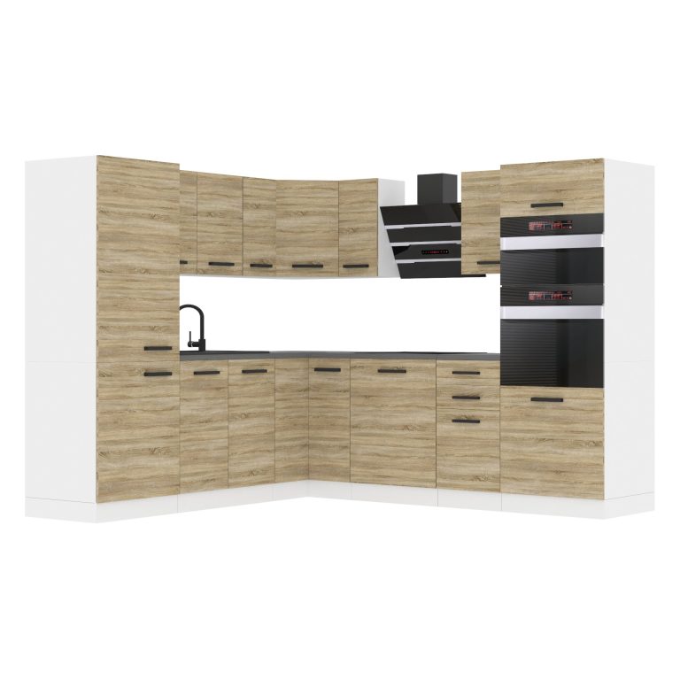 Belini Premium cucina ad angolo 480 cm rovere Sonoma con piano di lavoro STACY Produttore TOR STACY/0/WT/DS/B/B1