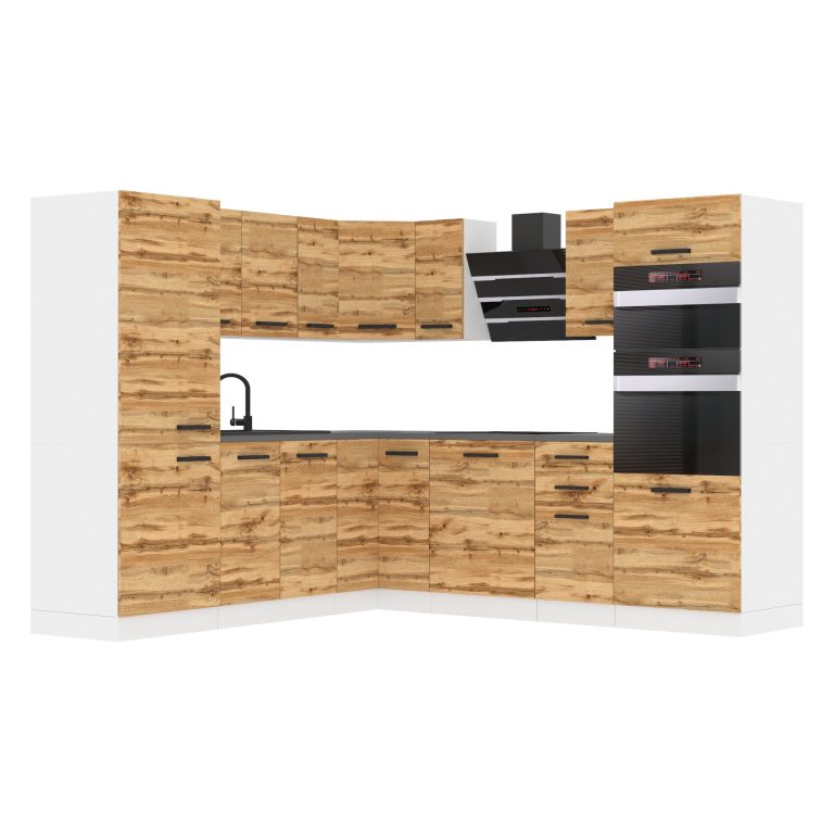 Belini Cucina ad angolo Premium 480 cm rovere Wotan con piano di lavoro STACY Produttore TOR STACY/0/WT/DW/B/B1