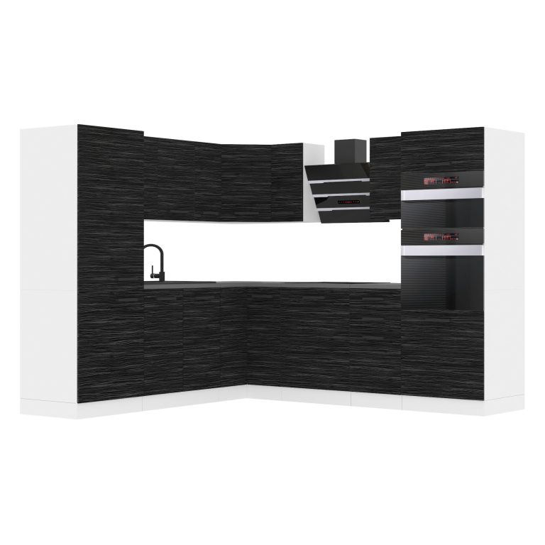 Belini Premium cucina ad angolo 480 cm royal ebony con piano di lavoro STACY Produttore TOR STACY/0/WT/HK/B/B1