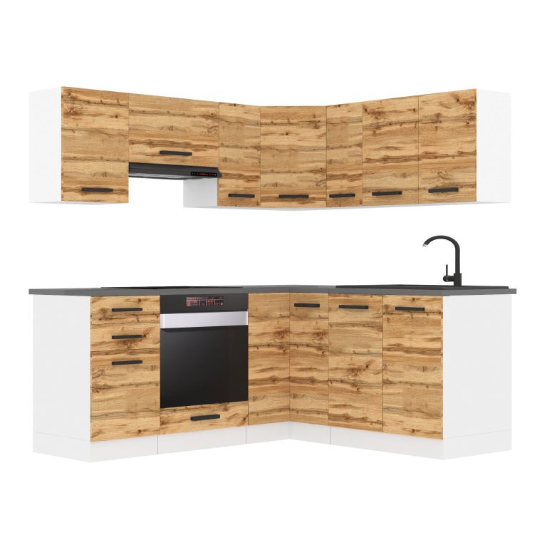Belini Cucina angolare Premium 380 cm rovere Wotan con piano di lavoro SARAH Produttore TOR SARAH/2/WT/DW/B/B1
