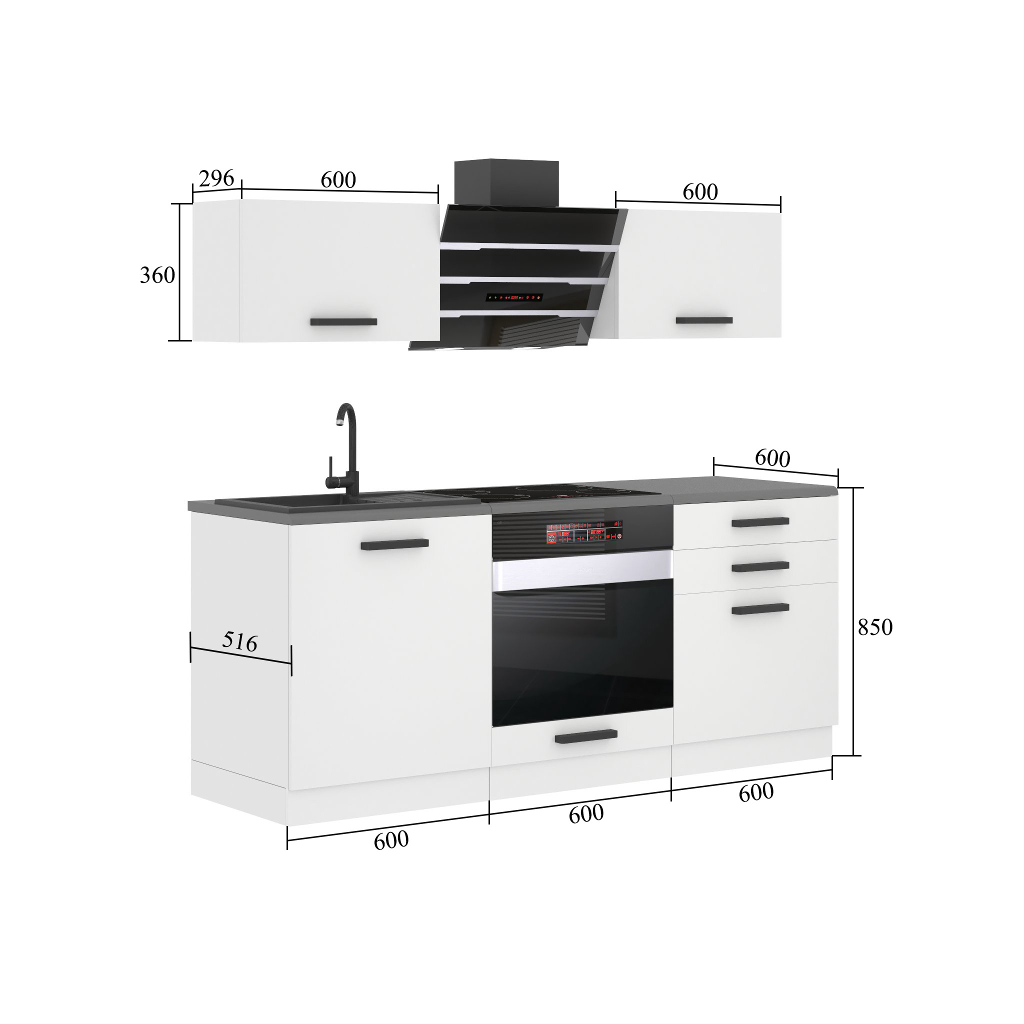 Belini Cucina Premium 180 cm Sonoma con piano di lavoro SOPHIA Produttore  TOR SOPHIA/0/WT/DS/B/B1