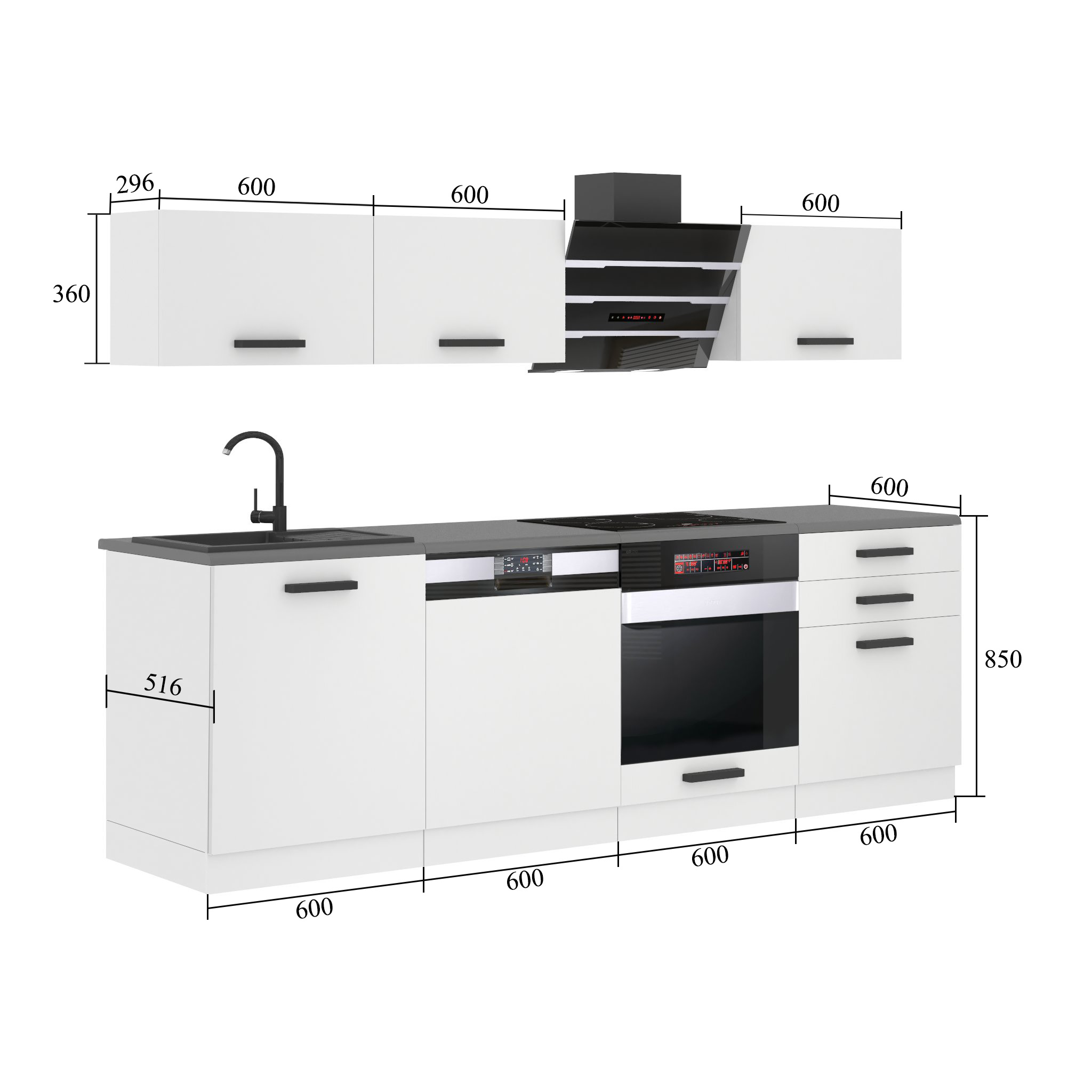 Belini Cucina Premium 240 cm rovere Sonoma con piano di lavoro LINDA Produttore TOR LINDA/0/WT/DS/B/B1