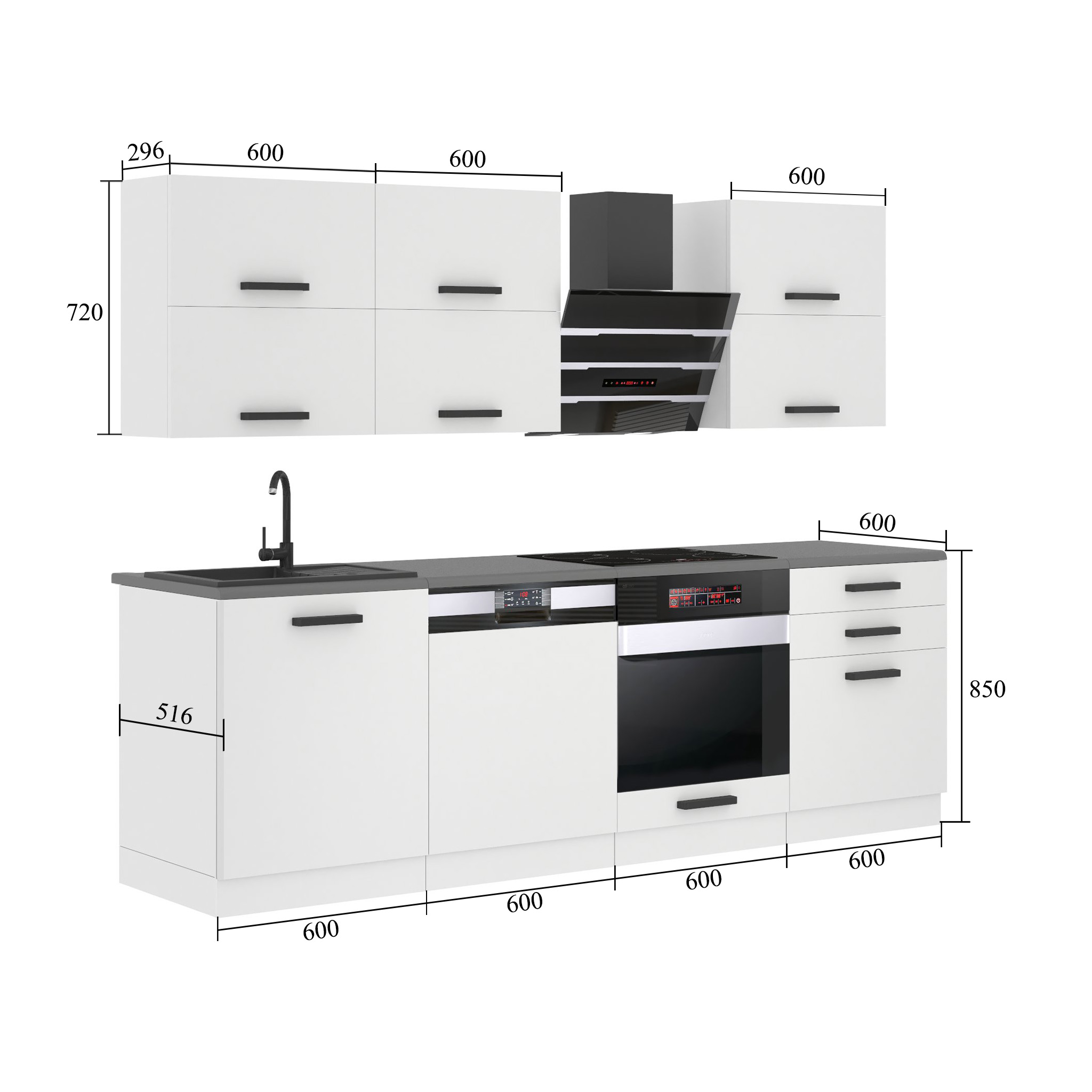 Belini Cucina Premium 240 cm rosso lucido senza piano di lavoro MADISON Produttore INF MADISON/0/WT/R/0/B1