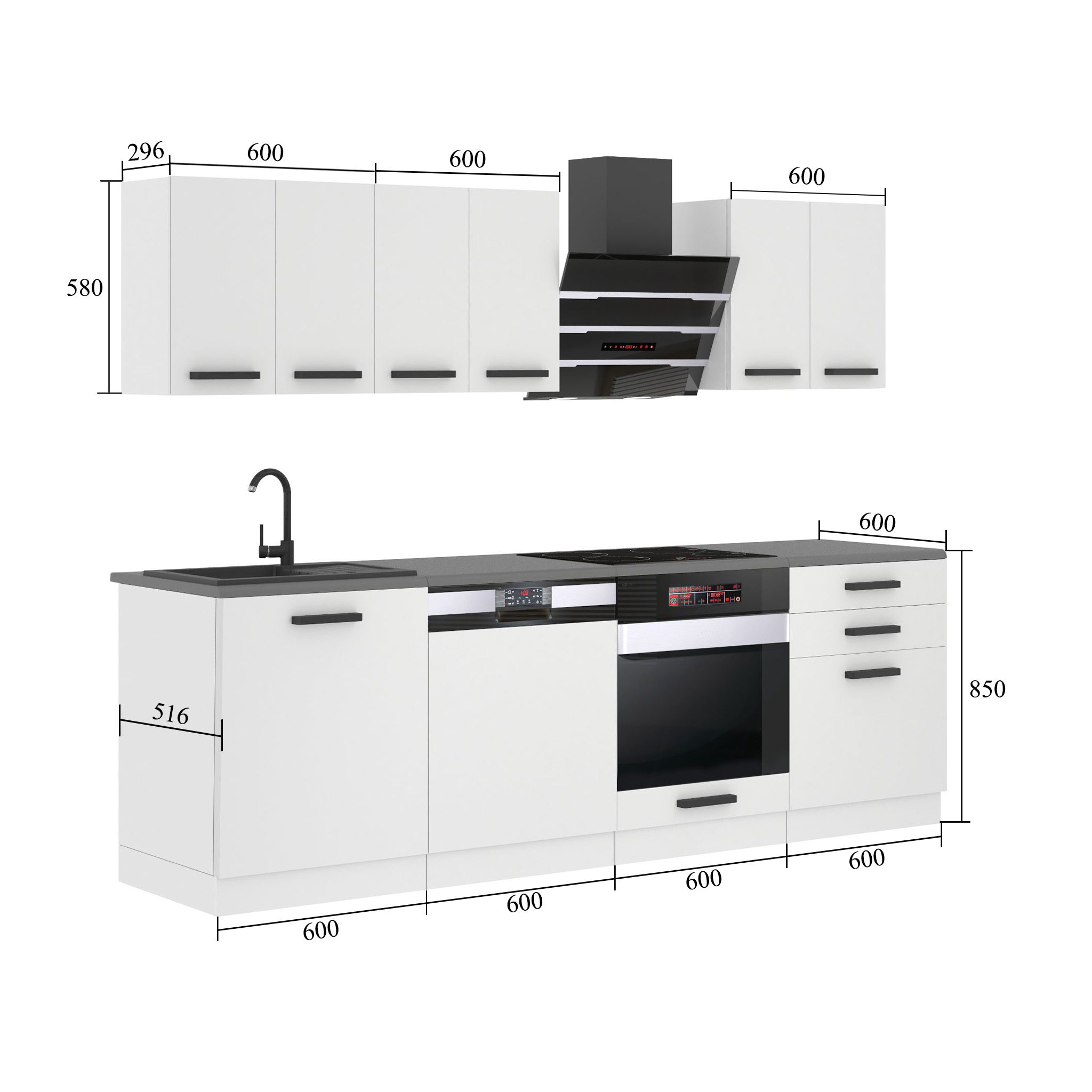 Belini Cucina Premium 240 cm rovere Sonoma senza piano di lavoro SUSAN Produttore TOR SUSAN/0/WT/DS/0/B1
