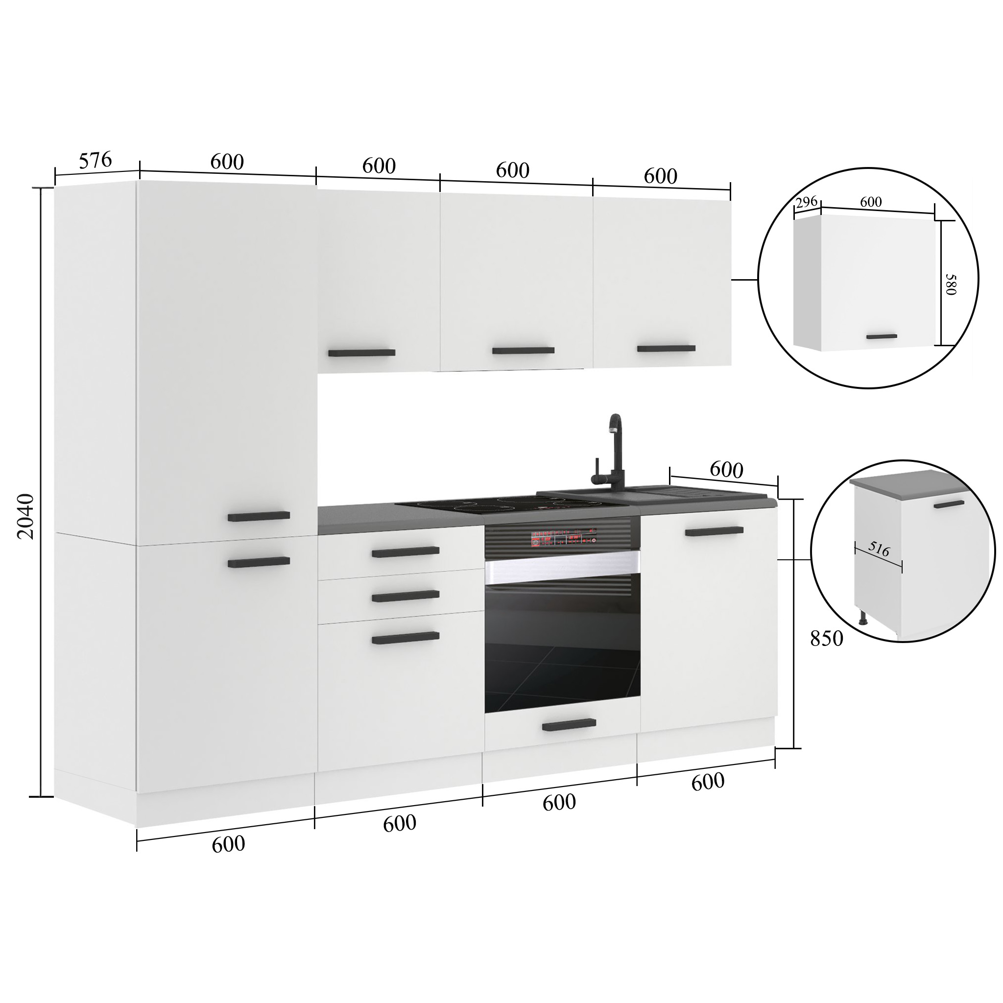 Belini Cucina Premium 240 cm royal ebano con piano di lavoro SANDY Produttore TOR SANDY/0/WT/HK/B/B1