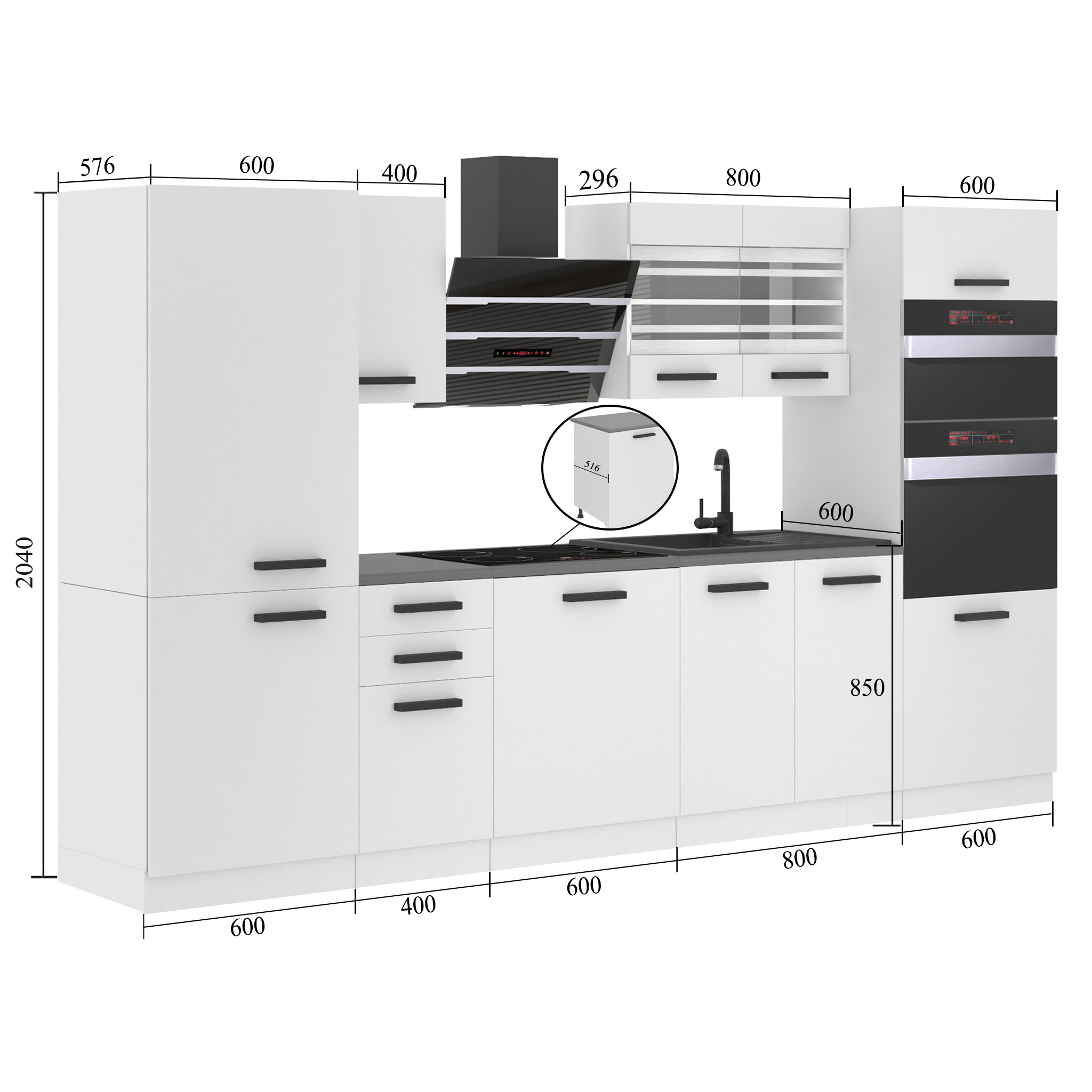 Belini Cucina Premium 300 cm rosso lucido senza piano di lavoro MILA Produttore INF MILA/0/WT/R/0/B1