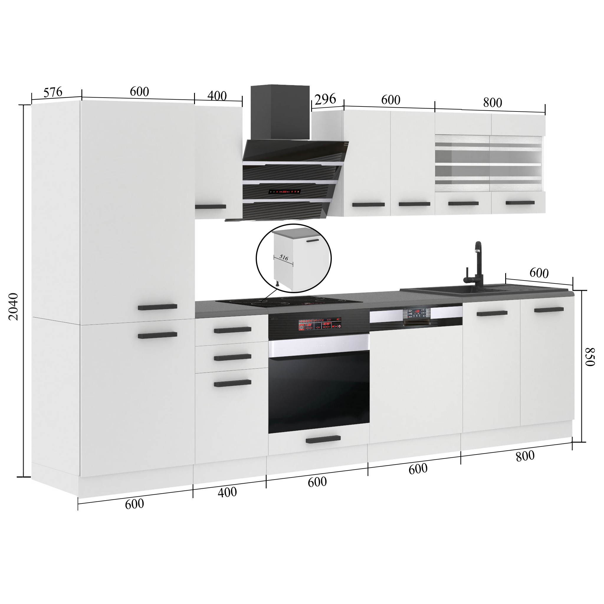 Belini Cucina Premium 300 cm royal ebony piano di lavoro CINDY Produttore TOR CINDY/0/WT/HK/B/B1