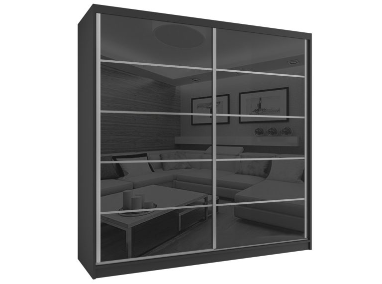Armadio scorrevole 200 cm nero lucido Produttore BH SZP1/2/B/WI/5B/HI
