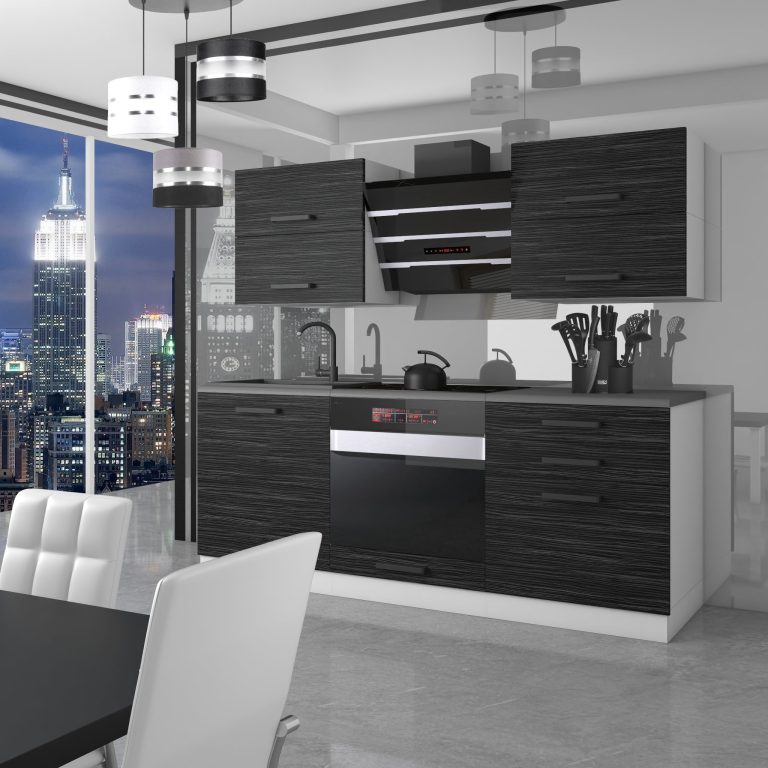 Belini Cucina Belini Premium 180 cm royal ebony con piano di lavoro EMILY Produttore TOR EMILY/0/WT/HK/B/B1