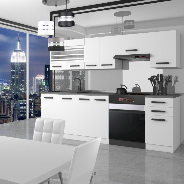Belini Cucina Premium 240 cm bianco opaco senza piano di lavoro LILY Produttore TOR LILY/0/WT/WT/0/B1