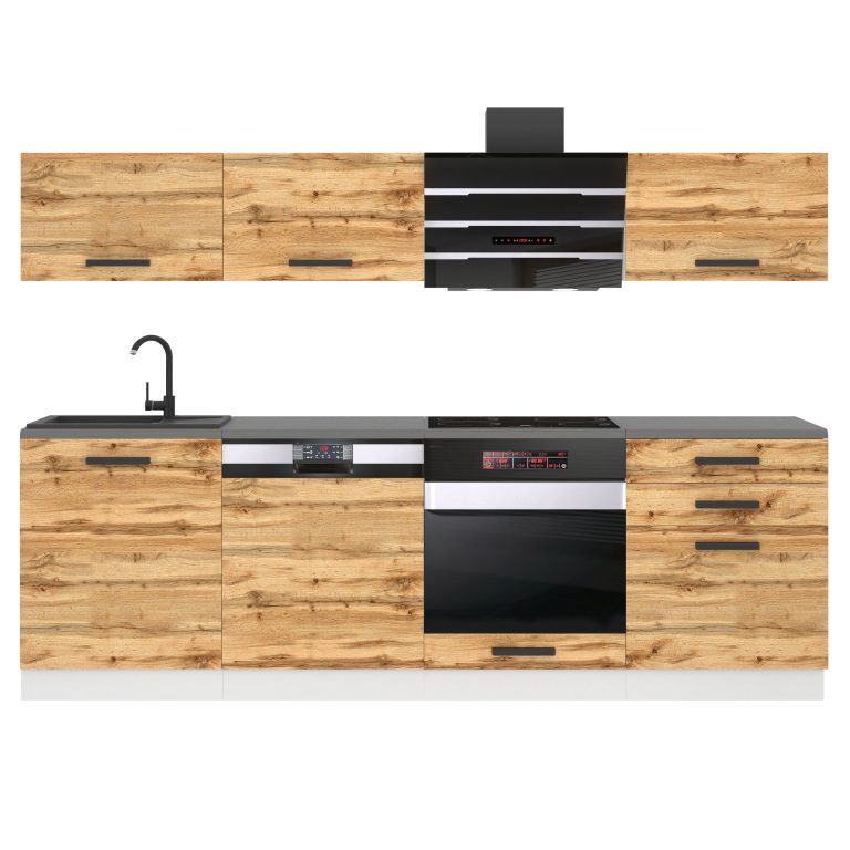 Belini Cucina Premium 240 cm rovere Wotan con piano di lavoro LINDA Produttore TOR LINDA/0/WT/DW/B/B1