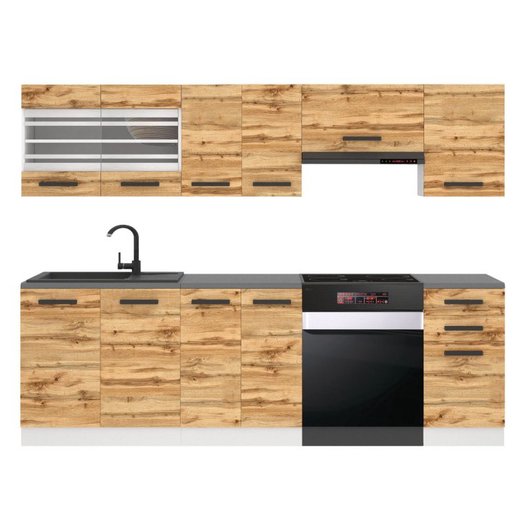 Belini Cucina Premium 240 cm rovere Wotan con piano di lavoro LILY Produttore TOR LILY/0/WT/DW/B/B1