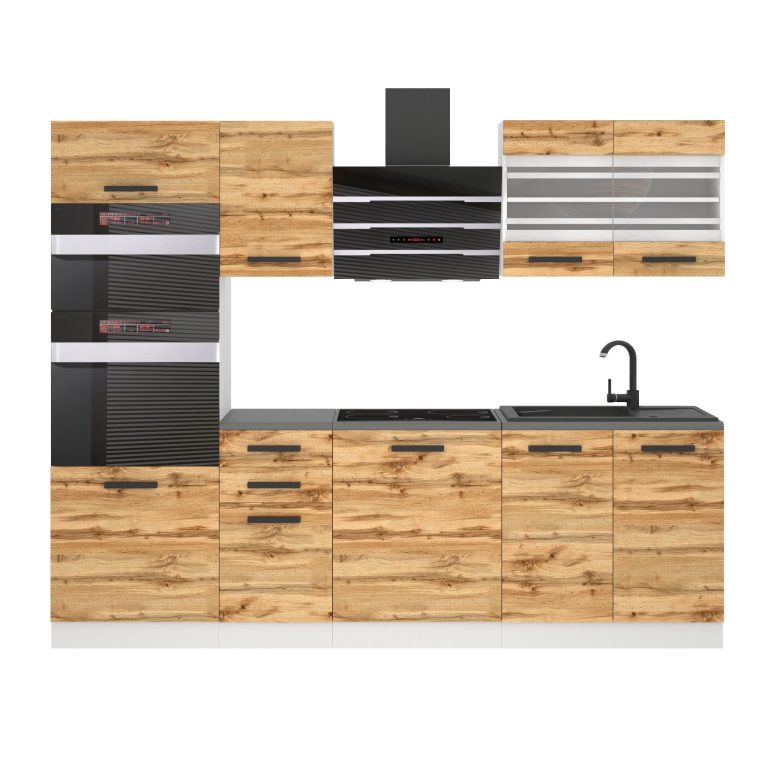 Belini Cucina Premium 240 cm rovere Wotan con piano di lavoro TRACY Produttore TOR TRACY/0/WT/DW/B/B1