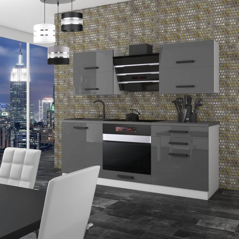 Belini Cucina Premium 180 cm grigio lucido senza piano di lavoro EMILY Produttore INF EMILY/0/WT/S/0/B1