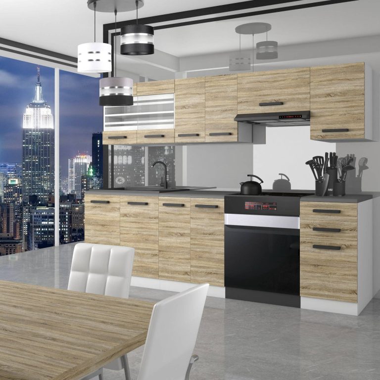 Belini Cucina Premium 240 cm rovere Sonoma senza piano di lavoro LILY Produttore TOR LILY/0/WT/DS/0/B1