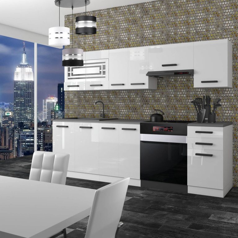 Belini Cucina Premium 240 cm bianco lucido senza piano di lavoro LILY Produttore INF LILY/0/WT/W/0/B1