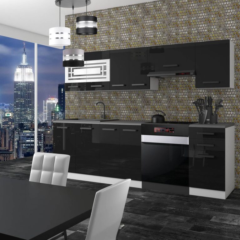Belini Cucina Premium 240 cm nero lucido senza piano di lavoro LILY Produttore INF LILY/0/WT/B/0/B1