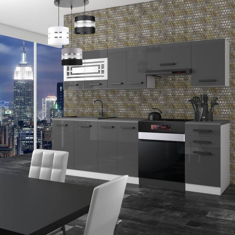 Belini Cucina Premium 240 cm grigio lucido senza piano di lavoro LILY Produttore INF LILY/0/WT/S/0/B1
