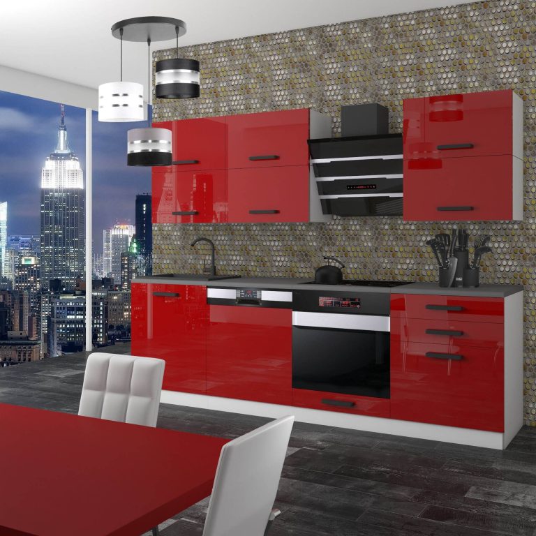 Belini Cucina Premium 240 cm rosso lucido senza piano di lavoro MADISON Produttore INF MADISON/0/WT/R/0/B1