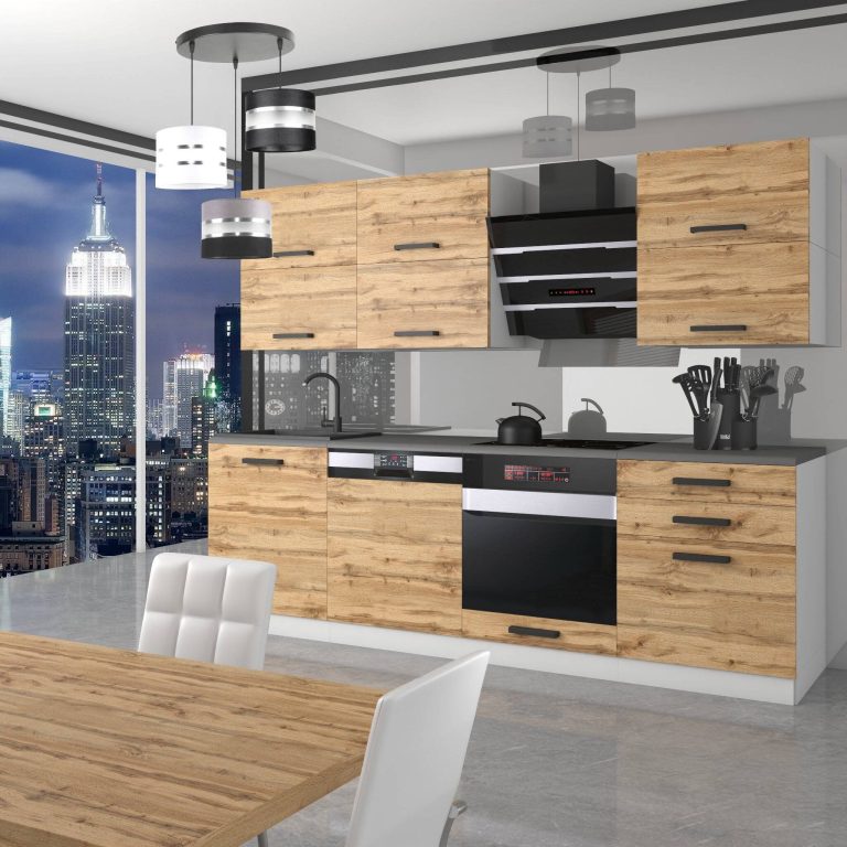 Belini Cucina Premium 240 cm rovere Wotan con piano di lavoro MADISON Produttore TOR MADISON/0/WT/DW/B/B1