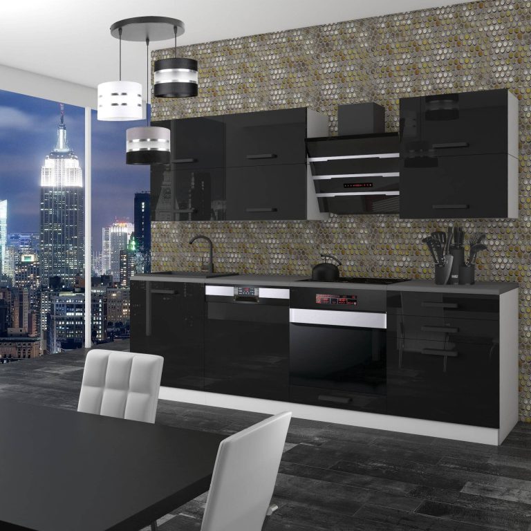 Belini Cucina Premium 240 cm nero lucido con piano di lavoro MADISON Produttore INF MADISON/0/WT/B/B/B1