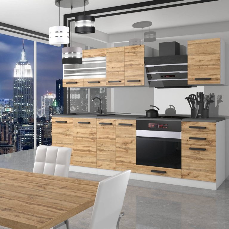 Belini Cucina Premium 240 cm rovere Wotan senza piano di lavoro MARGARET Produttore TOR MARGARET/0/WT/DW/0/B1