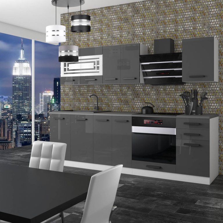 Belini Cucina Premium 240 cm grigio lucido senza piano di lavoro MARGARET Produttore INF MARGARET/0/WT/S/0/B1