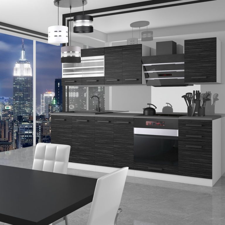 Belini Cucina Premium 240 cm royal ebony con piano di lavoro MARGARET Produttore TOR MARGARET/0/WT/HK/B/B1