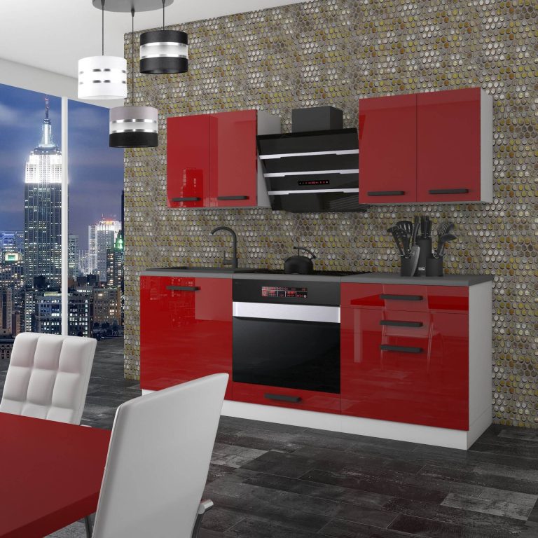Belini Cucina Premium 180 cm rosso lucido senza piano di lavoro MARY Produttore INF MARY/0/WT/R/0/B1