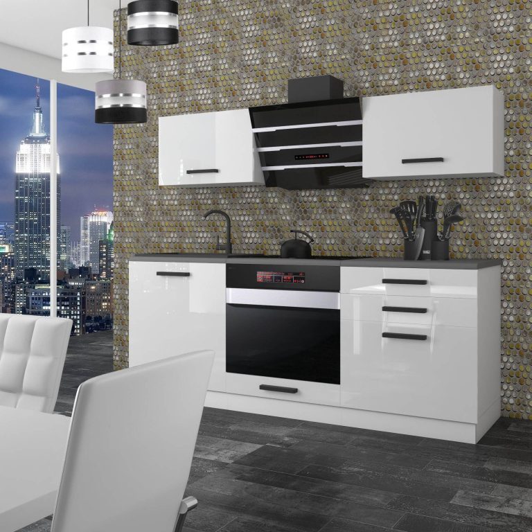 Belini Cucina Premium 180 cm bianco lucido senza piano di lavoro INF SOPHIA/0/WT/W/0/B1