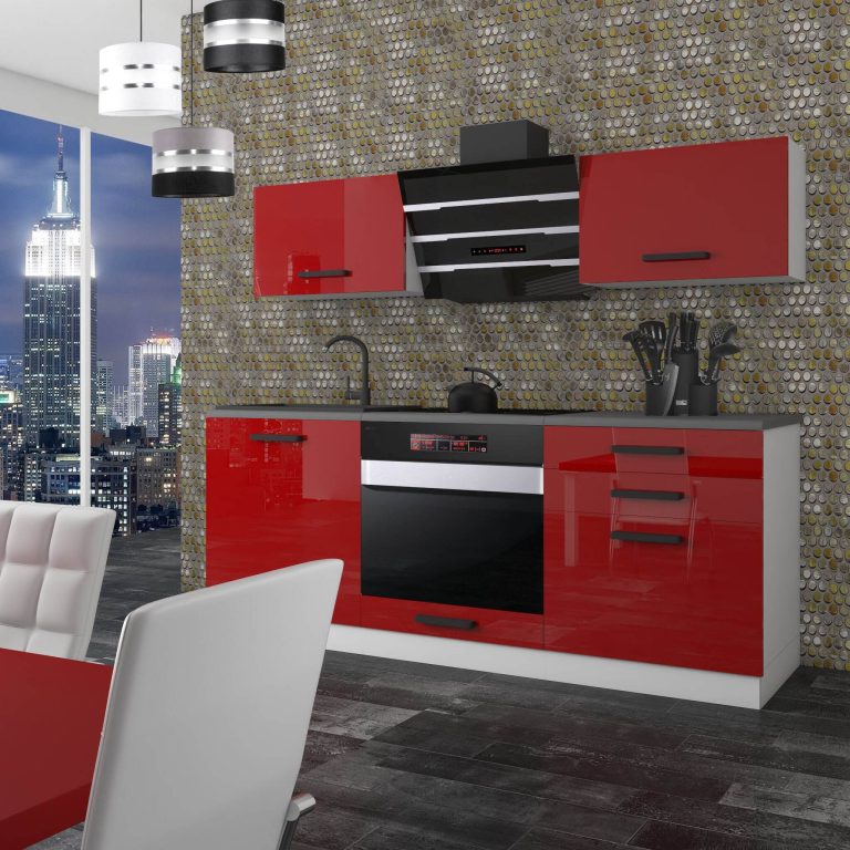 Belini Cucina Premium 180 cm rosso lucido con piano di lavoro SOPHIA Produttore INF SOPHIA/0/WT/R/B/B1