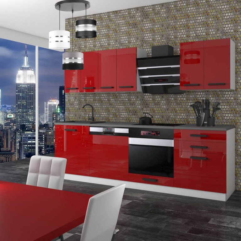Belini Cucina Premium 240 cm rosso lucido senza piano di lavoro SUSAN Produttore INF SUSAN/0/WT/R/0/B1