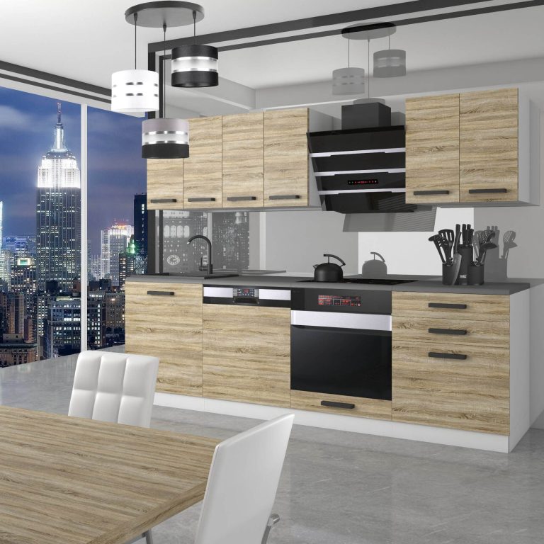 Belini Cucina Premium 240 cm rovere Sonoma con piano di lavoro SUSAN Produttore TOR SUSAN/0/WT/DS/B/B1